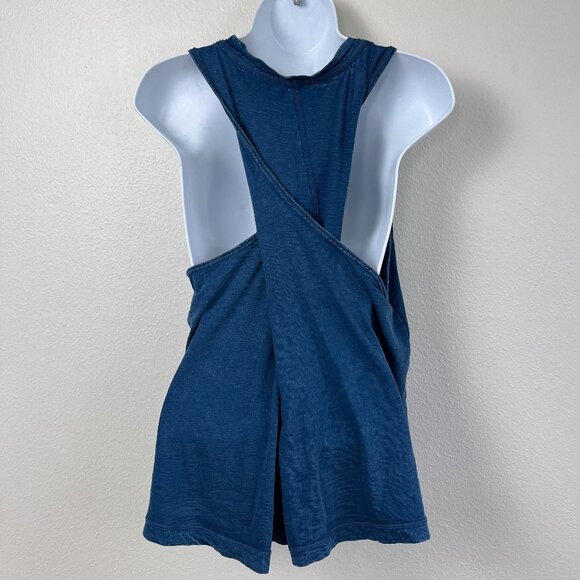Anthroplogie Pilcro Twist-Back Tank Top Womens S Blue Relaxed Fit Patchwork NEW - Picture 5 of 16